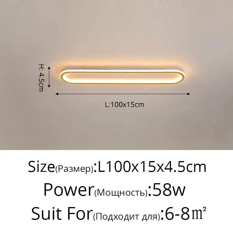 Lustre LED Minimaliste en Bande Acrylique avec Projecteur Moderne - Design Épuré | Marco Lucetti Or A 100cm 58W / Blanc chaud pas de télécommande