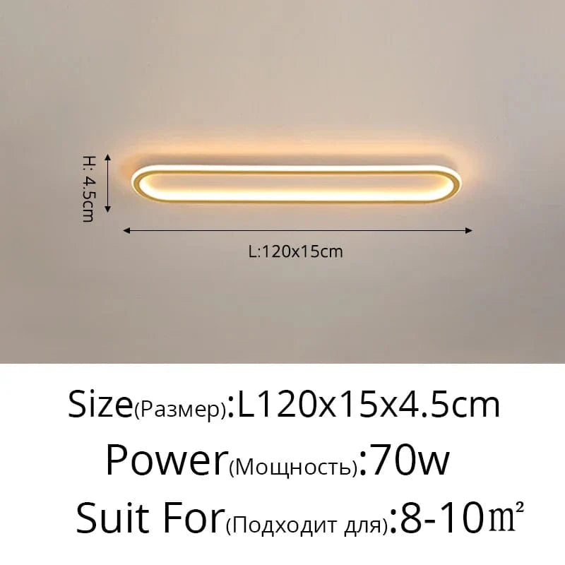 Lustre LED Minimaliste en Bande Acrylique avec Projecteur Moderne - Design Épuré | Marco Lucetti Or A 120cm 70W / Blanc froid pas de télécommande