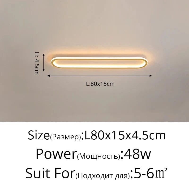 Lustre LED Minimaliste en Bande Acrylique avec Projecteur Moderne - Design Épuré | Marco Lucetti Or A 80cm 48W / Blanc froid pas de télécommande