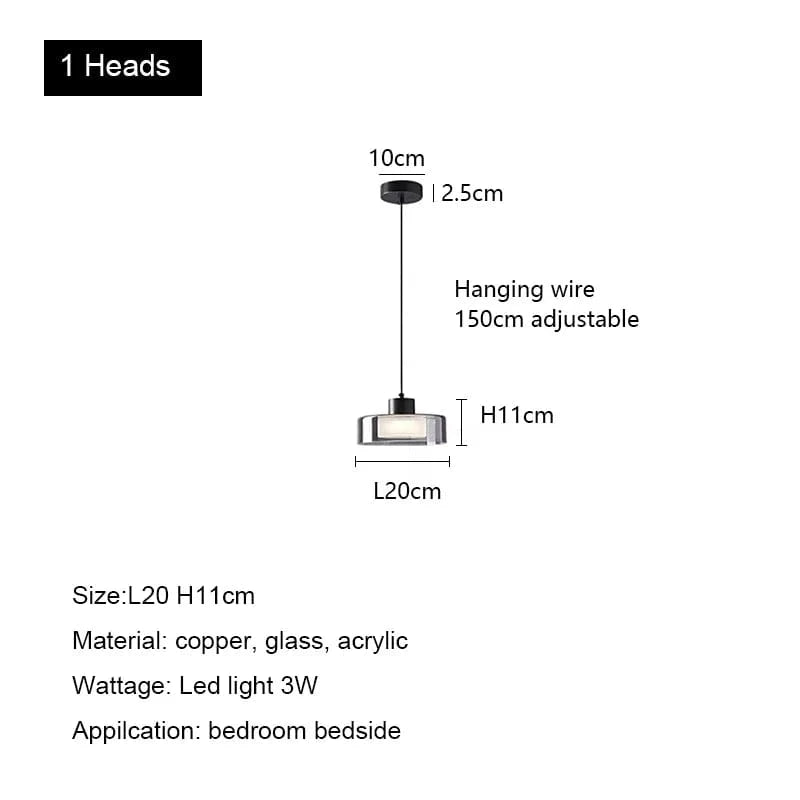 Lustre LED Minimaliste Moderne en Verre et Cuivre - Design Épuré | Marco Lucetti 1 têtes L20cm / Gradation à distance