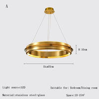 Lustre LED Minimaliste Post-Moderne Italien Créatif 2024 - Luxe Illuminant. | Marco Lucetti A diamètre65cm / Or / Lumière blanche
