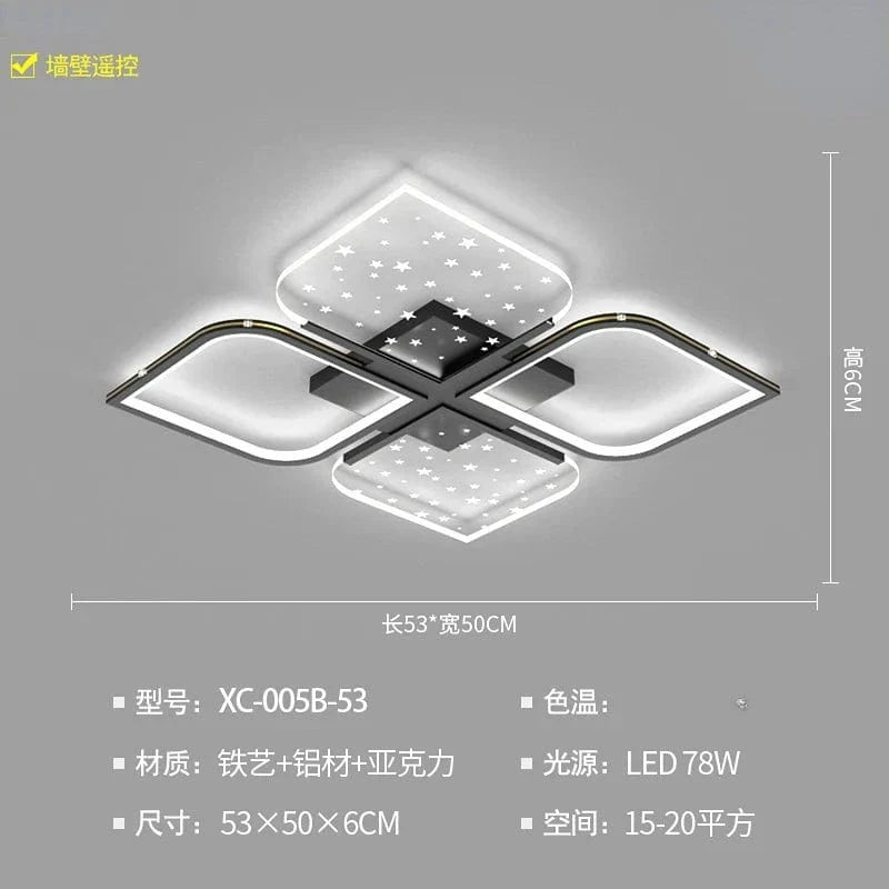 Lustre LED Modern Starry Sky Grass Blades Interior Lightning | Marco Lucetti Style A 50 cm noir / Blanc froid