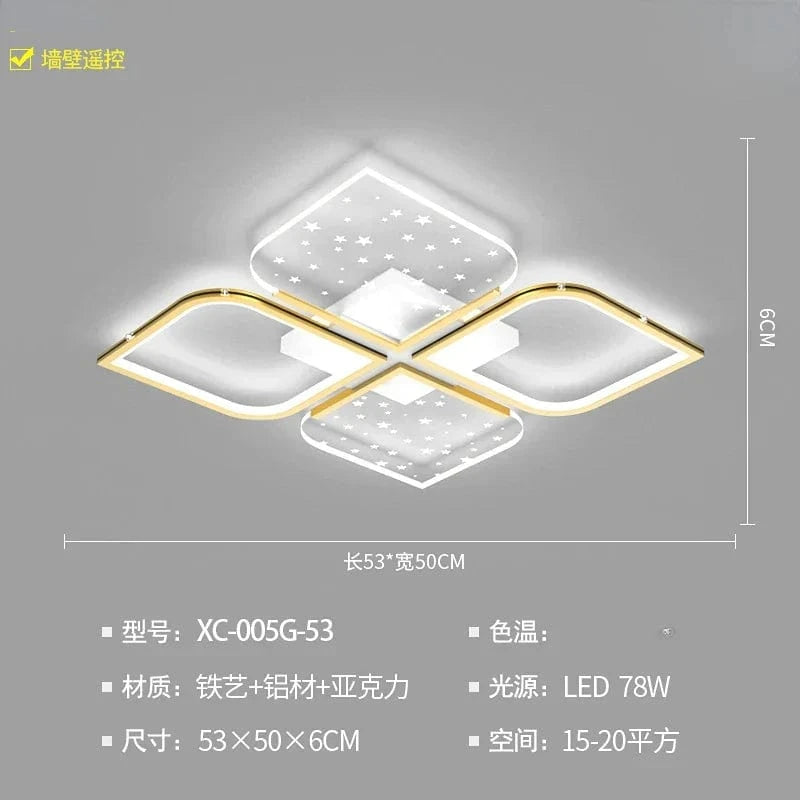 Lustre LED Modern Starry Sky Grass Blades Interior Lightning | Marco Lucetti Style A 50cm doré / Blanc froid