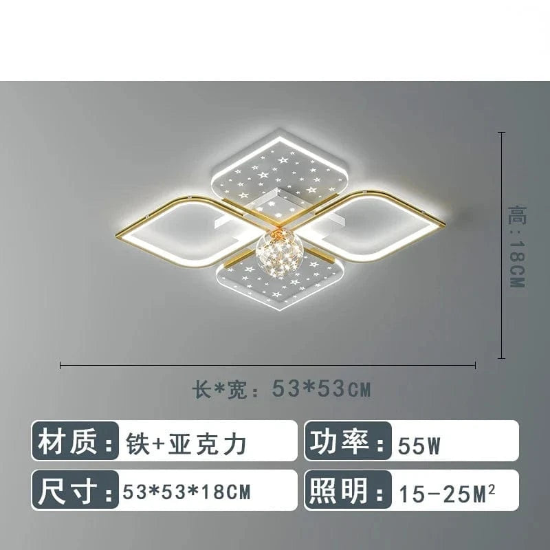 Lustre LED Modern Starry Sky Grass Blades Interior Lightning | Marco Lucetti Style B 50cm or / Blanc froid