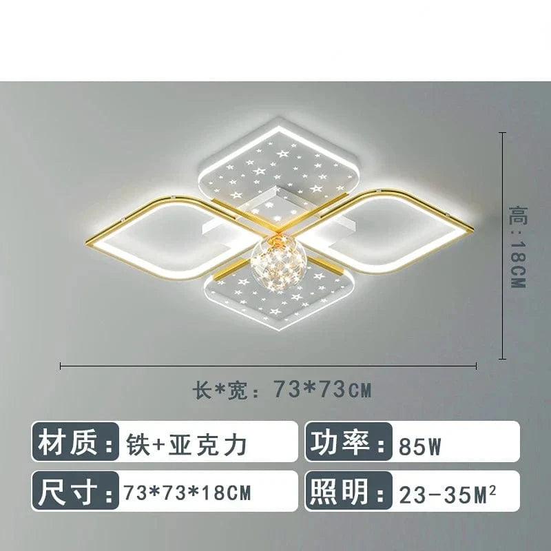 Lustre LED Modern Starry Sky Grass Blades Interior Lightning | Marco Lucetti Style B 73cm or / Blanc froid