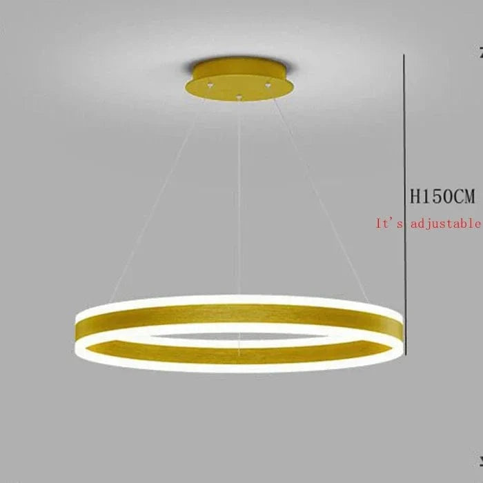 Lustre LED Moderna : Luminaire Suspendu Réglable pour Décoration Maison | Marco Lucetti Cadre doré / Diamètre50cm / Blanc chaud 3000K