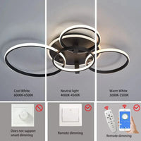 Lustre LED Moderne : Anneau LED Plafonnier Lumières Plafond Noir/Blanc -  | Marco Lucetti