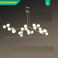 Lustre LED moderne avec branches métalliques et lampes en verre Yolan | Marco Lucetti Doré - 24 ampoules / Chaude