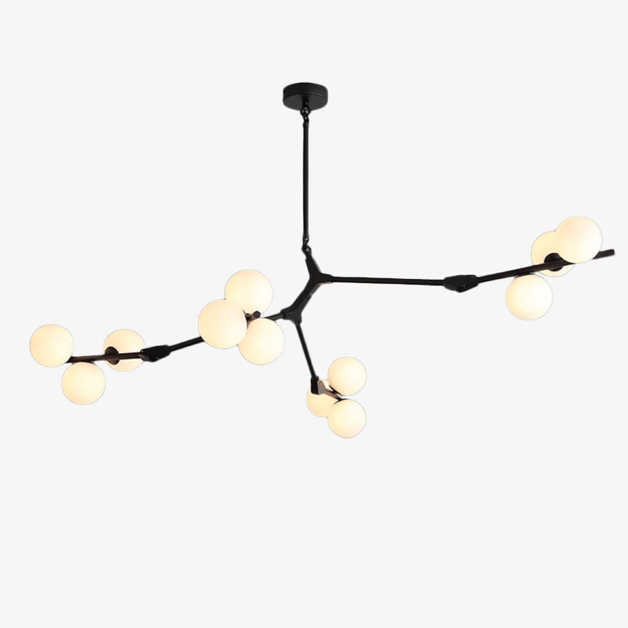 Lustre LED moderne avec branches métalliques et lampes en verre Yolan | Marco Lucetti Noir - 12 ampoules / Chaude