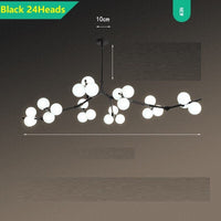 Lustre LED moderne avec branches métalliques et lampes en verre Yolan | Marco Lucetti Noir - 24 ampoules / Chaude