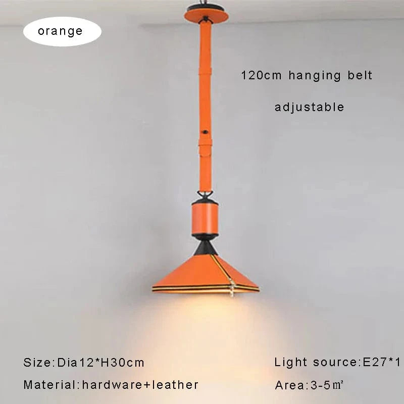 Lustre LED moderne avec ceinture en cuir pour une décoration intérieure sophistiquée | Marco Lucetti Dia12cm orange / Lumière blanche