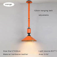 Lustre LED moderne avec ceinture en cuir pour une décoration intérieure sophistiquée | Marco Lucetti Dia12cm orange / Lumière blanche