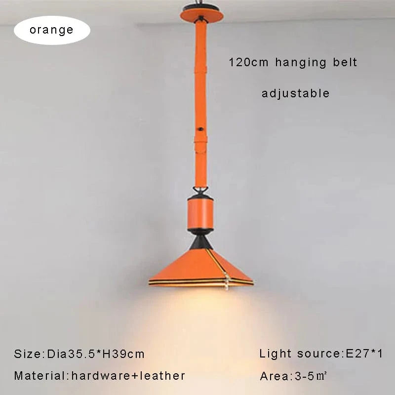 Lustre LED moderne avec ceinture en cuir pour une décoration intérieure sophistiquée | Marco Lucetti Dia35,5cm orange / Lumière blanche
