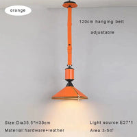 Lustre LED moderne avec ceinture en cuir pour une décoration intérieure sophistiquée | Marco Lucetti Dia35,5cm orange / Lumière blanche