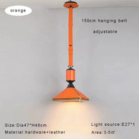 Lustre LED moderne avec ceinture en cuir pour une décoration intérieure sophistiquée | Marco Lucetti Dia47cm orange / Lumière blanche