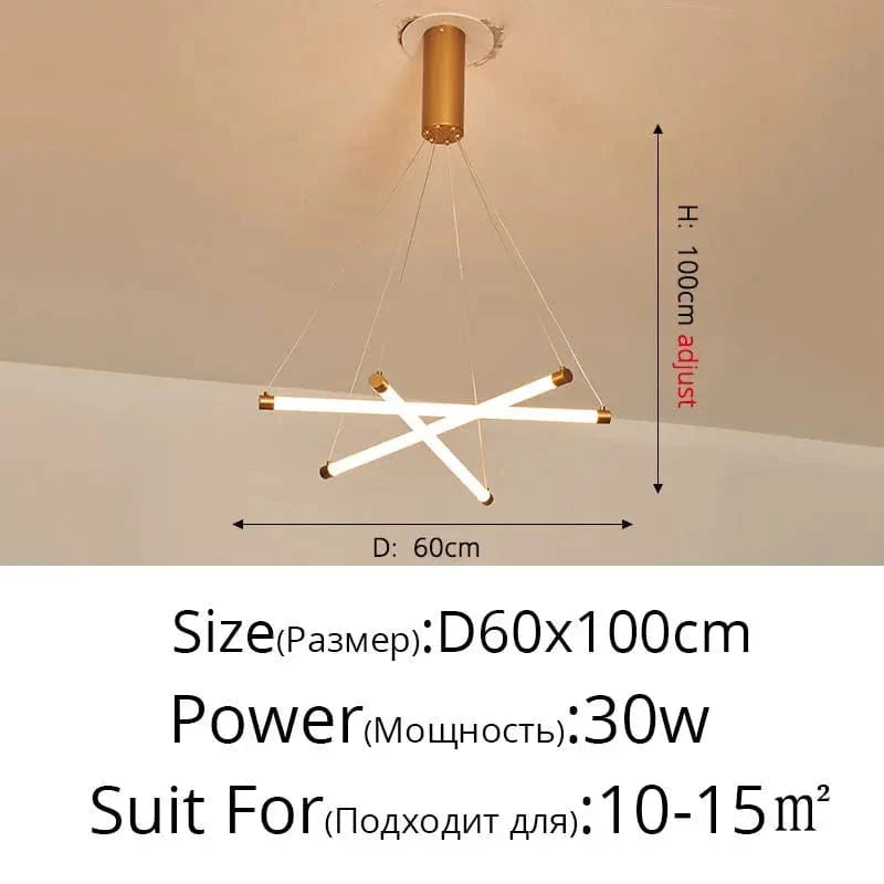 Lustre LED moderne avec gradation à distance pour un intérieur élégant | Marco Lucetti C Or 3 Têtes / Luminosité variable
