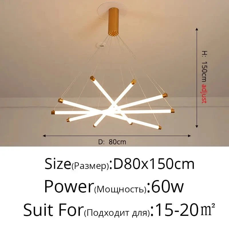 Lustre LED moderne avec gradation à distance pour un intérieur élégant | Marco Lucetti C Or 5 Têtes / Blanc chaud Pas de télécommande