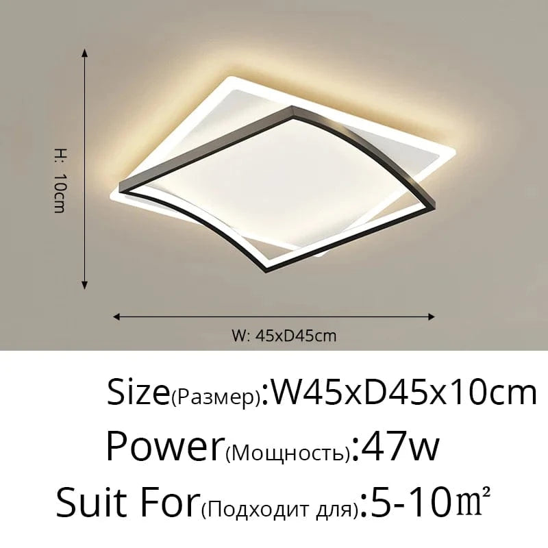 Lustre LED Moderne avec Gradation Simple pour la Maison. | Marco Lucetti Carré 45cm Noir / Blanc chaud, pas de télécommande