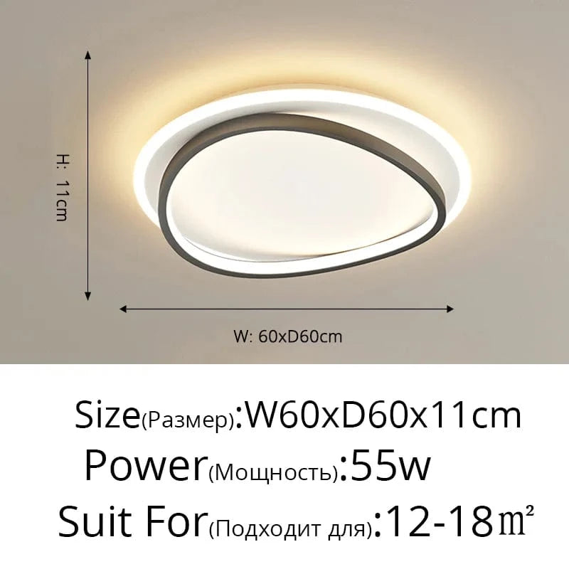 Lustre LED Moderne avec Gradation Simple pour la Maison. | Marco Lucetti Son 60cm Noir / Blanc chaud, pas de télécommande