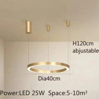 Lustre LED Moderne brossé avec Anneau Lumineux - Éclat Design | Marco Lucetti 1 anneau Dia40CM / Blanc chaud pas de RC