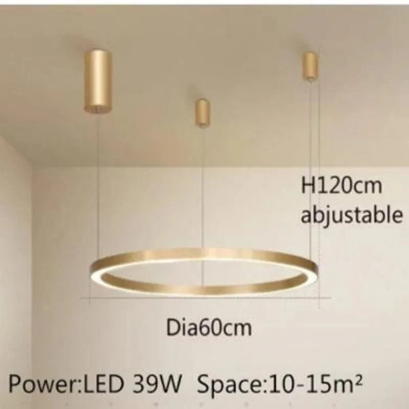 Lustre LED Moderne brossé avec Anneau Lumineux - Éclat Design | Marco Lucetti 1 anneau Dia60CM / Blanc froid pas de RC