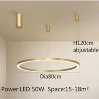 Lustre LED Moderne brossé avec Anneau Lumineux - Éclat Design | Marco Lucetti 1 anneau Dia80CM / Intensité variable avec télécommande