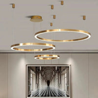 Lustre LED Moderne brossé avec Anneau Lumineux - Éclat Design | Marco Lucetti