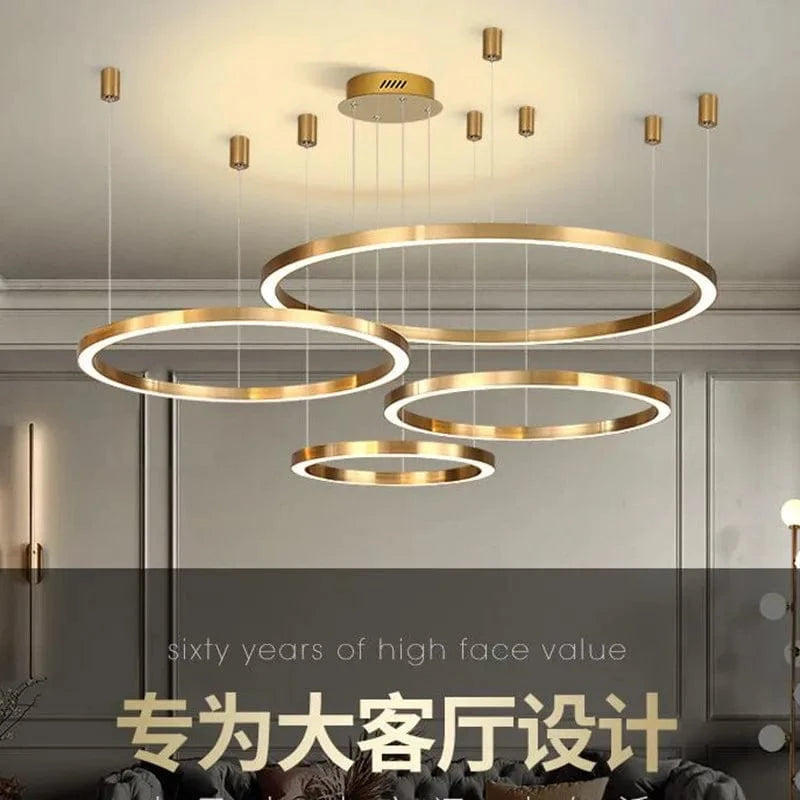 Lustre LED Moderne brossé avec Anneau Lumineux - Éclat Design | Marco Lucetti