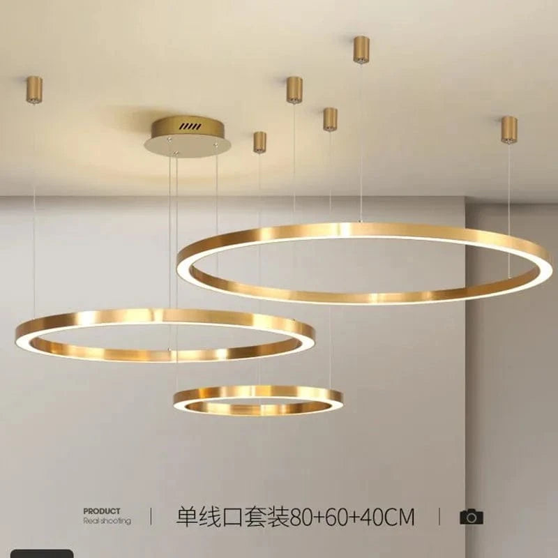 Lustre LED Moderne brossé avec Anneau Lumineux - Éclat Design | Marco Lucetti