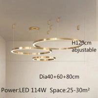 Lustre LED Moderne brossé avec Anneau Lumineux - Éclat Design | Marco Lucetti 3 anneaux 40 60 80CM / Blanc chaud pas de RC