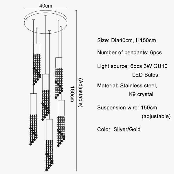 Lustre LED de Luxe Moderne en Cristal pour Escalier