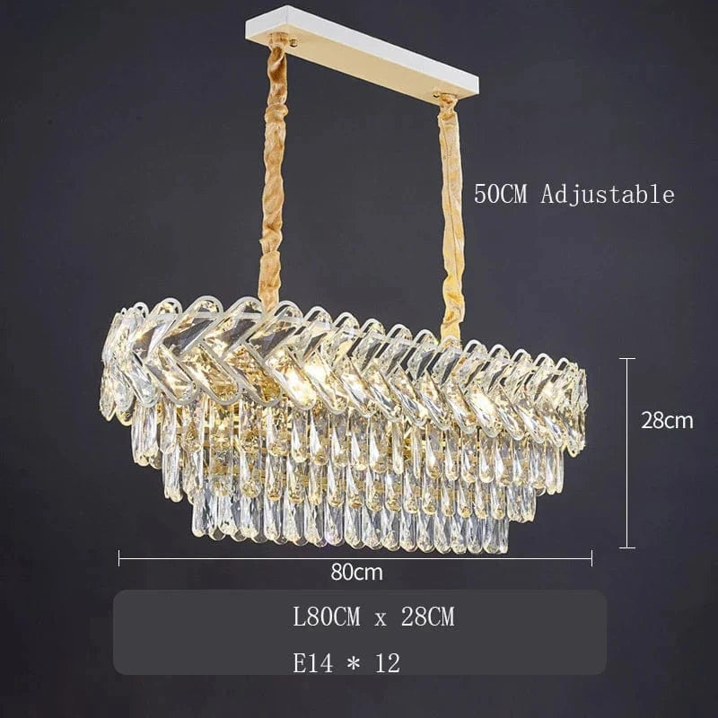 Lustre LED Moderne de Luxe en Cristal pour Salon et Salle à Manger | Marco Lucetti 80 cm x 28 cm