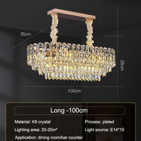 Lustre LED Moderne de Luxe en Cristal pour Salon et Salle à Manger | Marco Lucetti Longue 100 cm