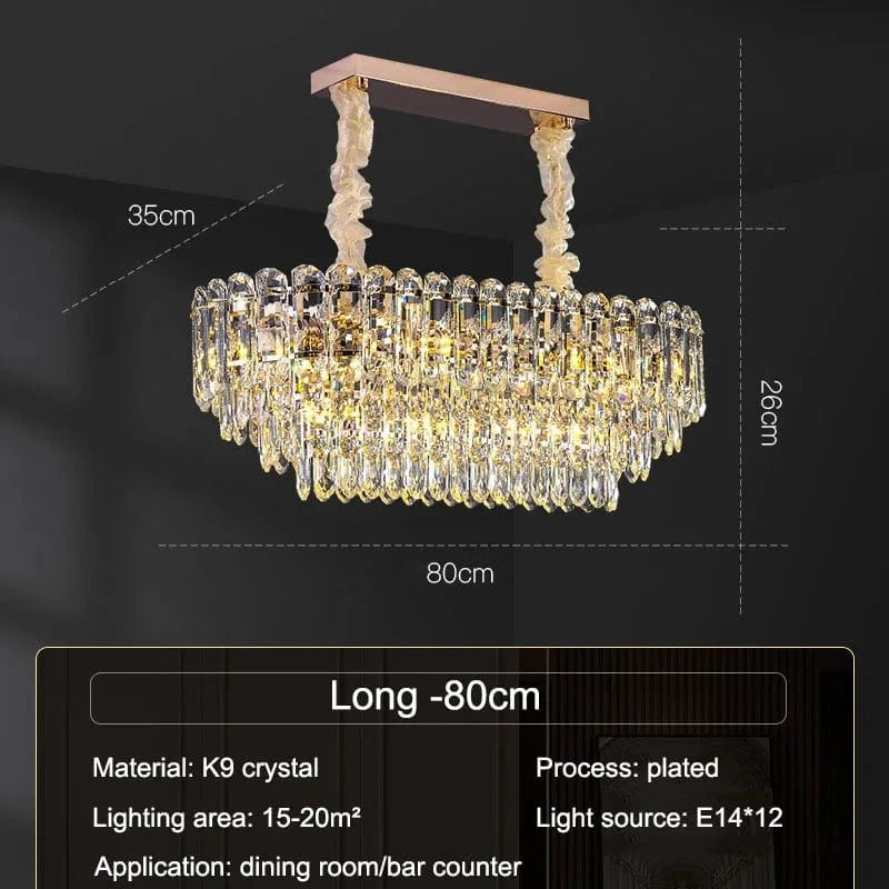 Lustre LED Moderne de Luxe en Cristal pour Salon et Salle à Manger | Marco Lucetti Longue 80 cm