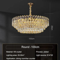 Lustre LED Moderne de Luxe en Cristal pour Salon et Salle à Manger | Marco Lucetti Rond 100cm