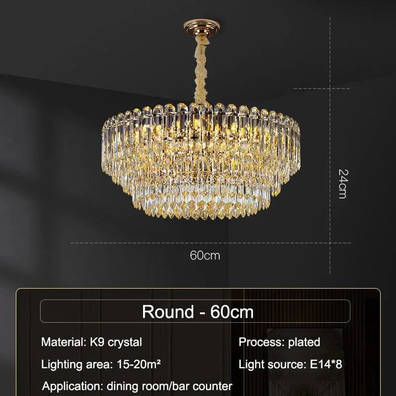 Lustre LED Moderne de Luxe en Cristal pour Salon et Salle à Manger | Marco Lucetti Rond 60cm