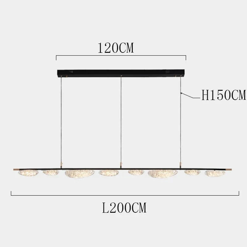 Lustre LED Moderne Design Extra-Long | Marco Lucetti 8 têtes / Gradation à distance RC