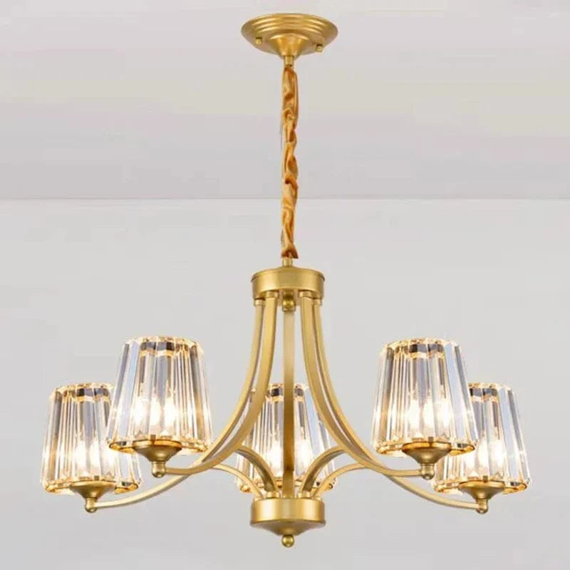 Lustre LED Moderne Design - Luminaire Décoratif d'Intérieur | Marco Lucetti Cristal doré à 5 têtes / Blanc froid