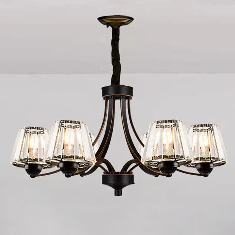 Lustre LED Moderne Design - Luminaire Décoratif d'Intérieur | Marco Lucetti Cristal noir à 6 têtes / Blanc froid