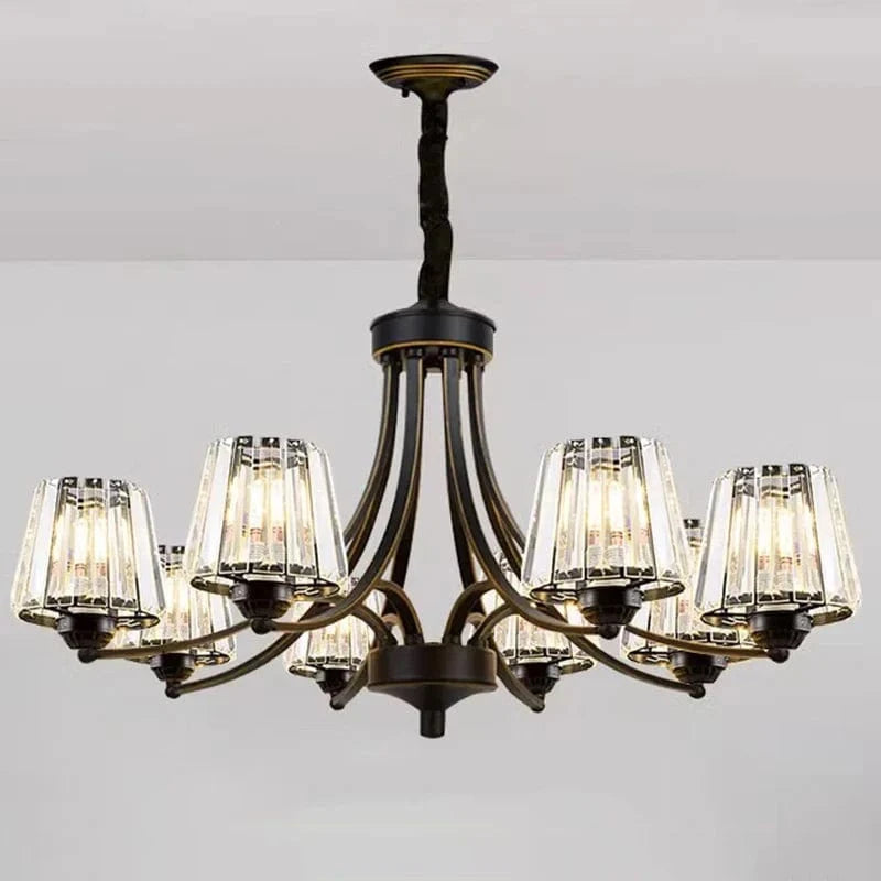 Lustre LED Moderne Design - Luminaire Décoratif d'Intérieur | Marco Lucetti Cristal noir à 8 têtes / Blanc froid