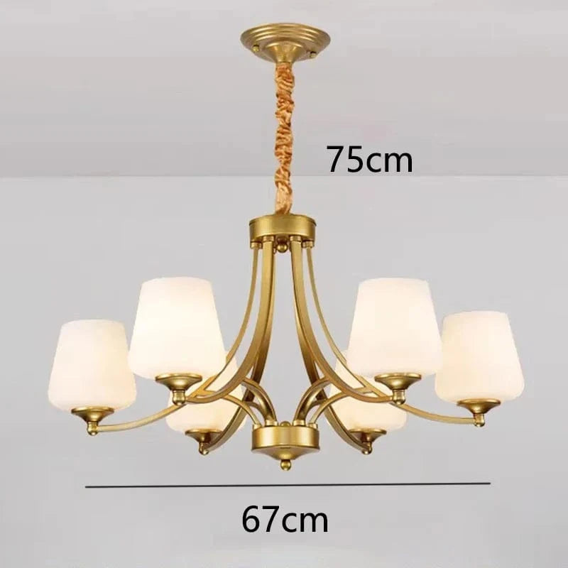 Lustre LED Moderne Design - Luminaire Décoratif d'Intérieur | Marco Lucetti Verre doré à 6 têtes / Blanc froid