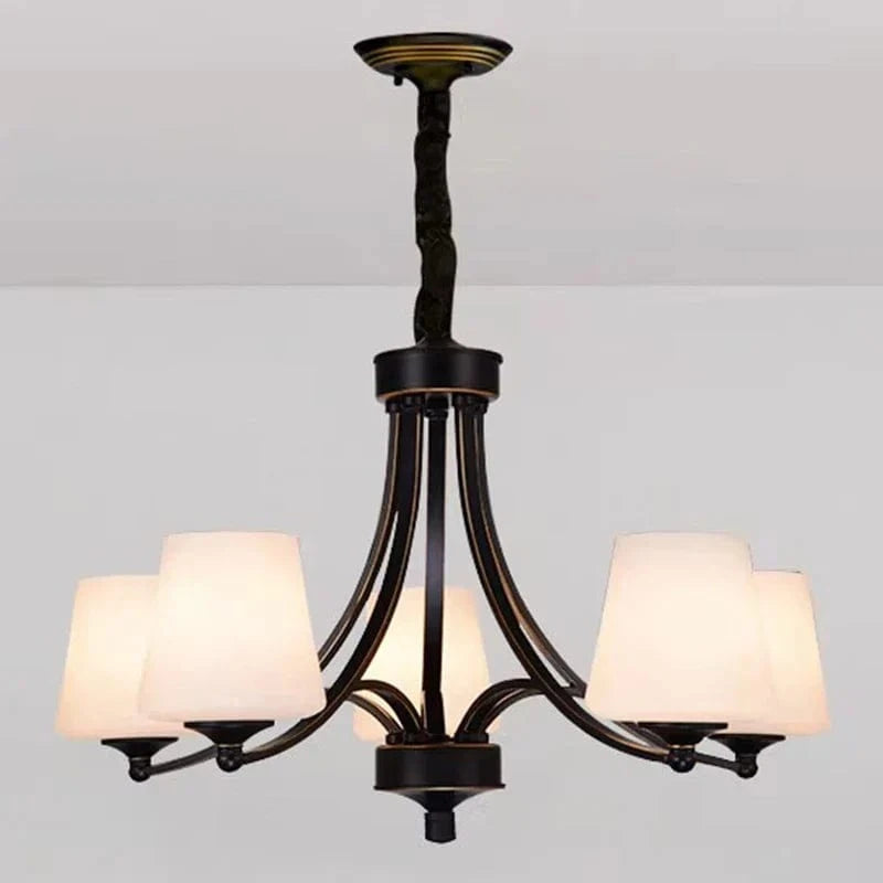 Lustre LED Moderne Design - Luminaire Décoratif d'Intérieur | Marco Lucetti Verre noir à 5 têtes / Blanc froid