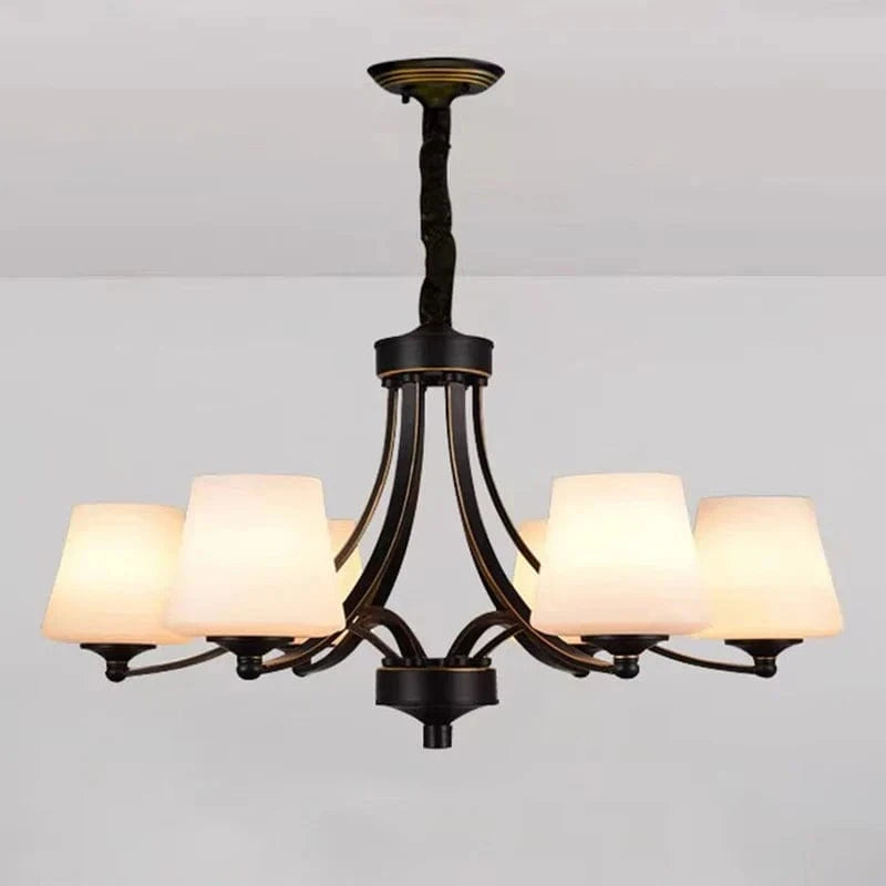 Lustre LED Moderne Design - Luminaire Décoratif d'Intérieur | Marco Lucetti Verre noir à 6 têtes / Blanc froid