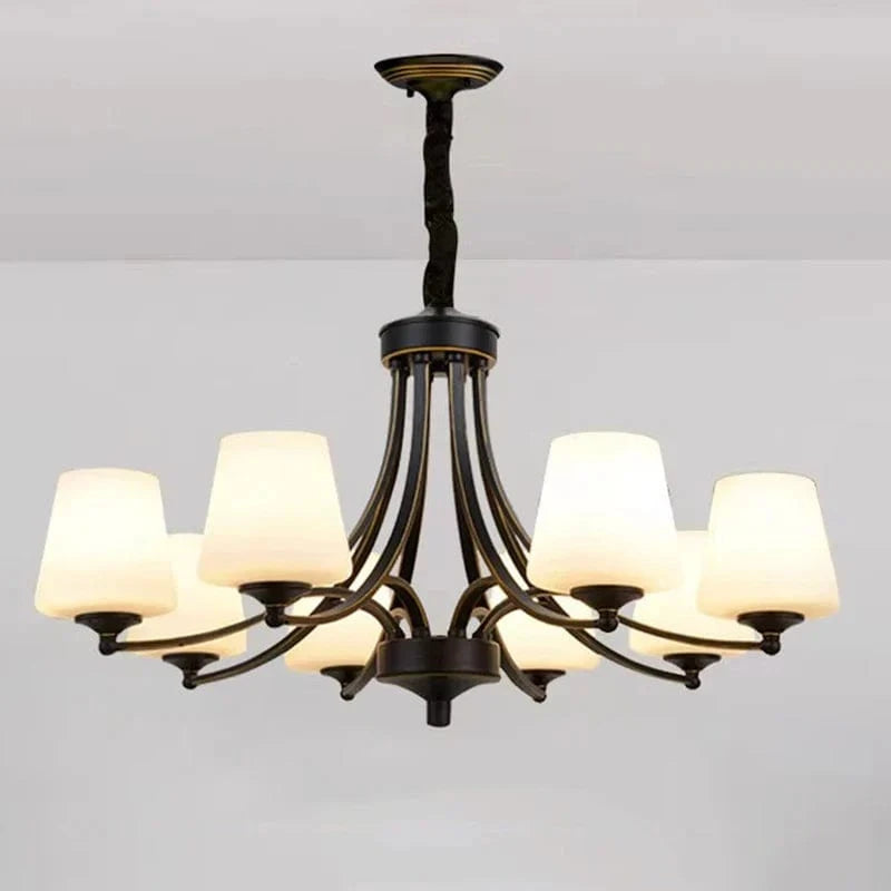 Lustre LED Moderne Design - Luminaire Décoratif d'Intérieur | Marco Lucetti Verre noir à 8 têtes / Blanc froid