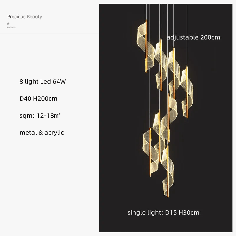 Lustre LED Moderne en Acrylique pour Escaliers en Colimaçon - Éclairage Élégant et Innovant | Marco Lucetti