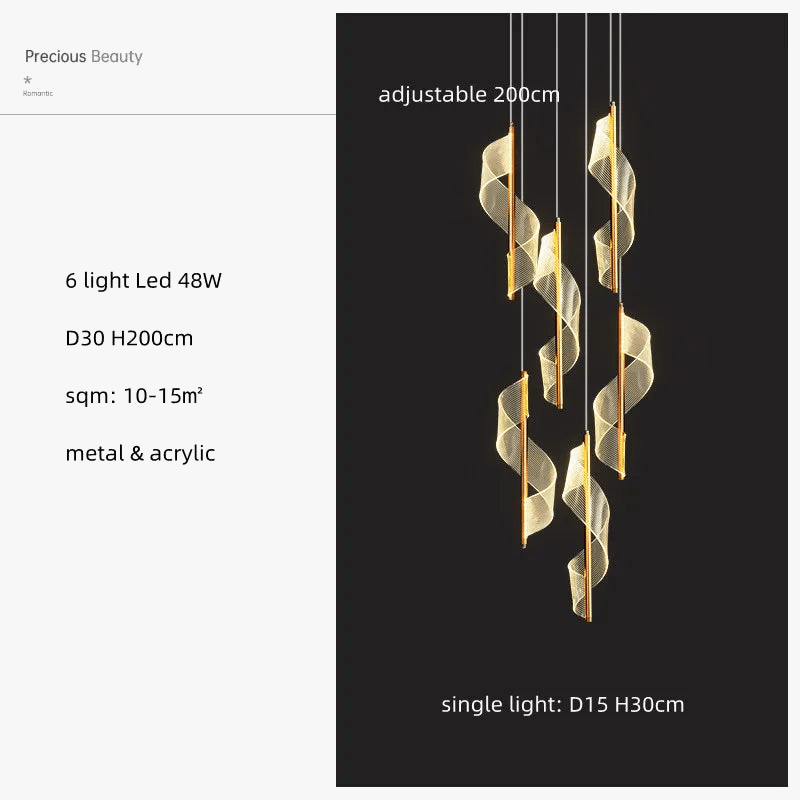 Lustre LED Moderne en Acrylique pour Escaliers en Colimaçon - Éclairage Élégant et Innovant | Marco Lucetti