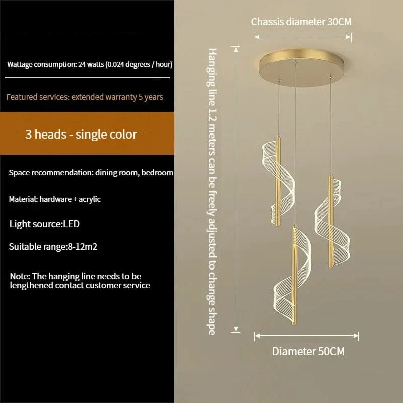 Lustre LED Moderne en Acrylique pour Escaliers en Colimaçon - Éclairage Élégant et Innovant | Marco Lucetti