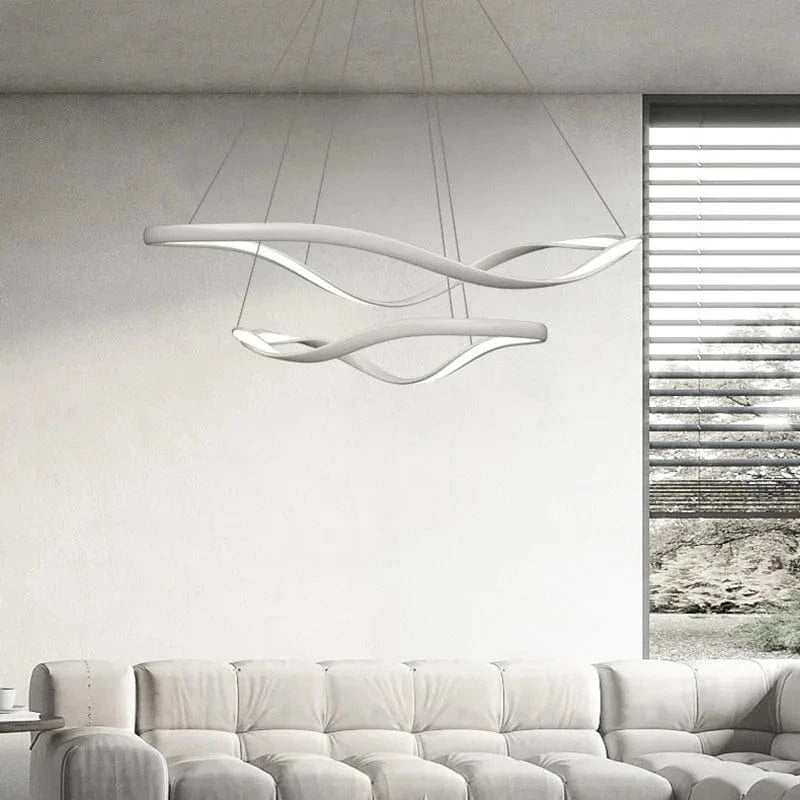 Lustre LED Moderne en Aluminium avec Cordon d'Anneau Irrégulier Ajustable | Marco Lucetti