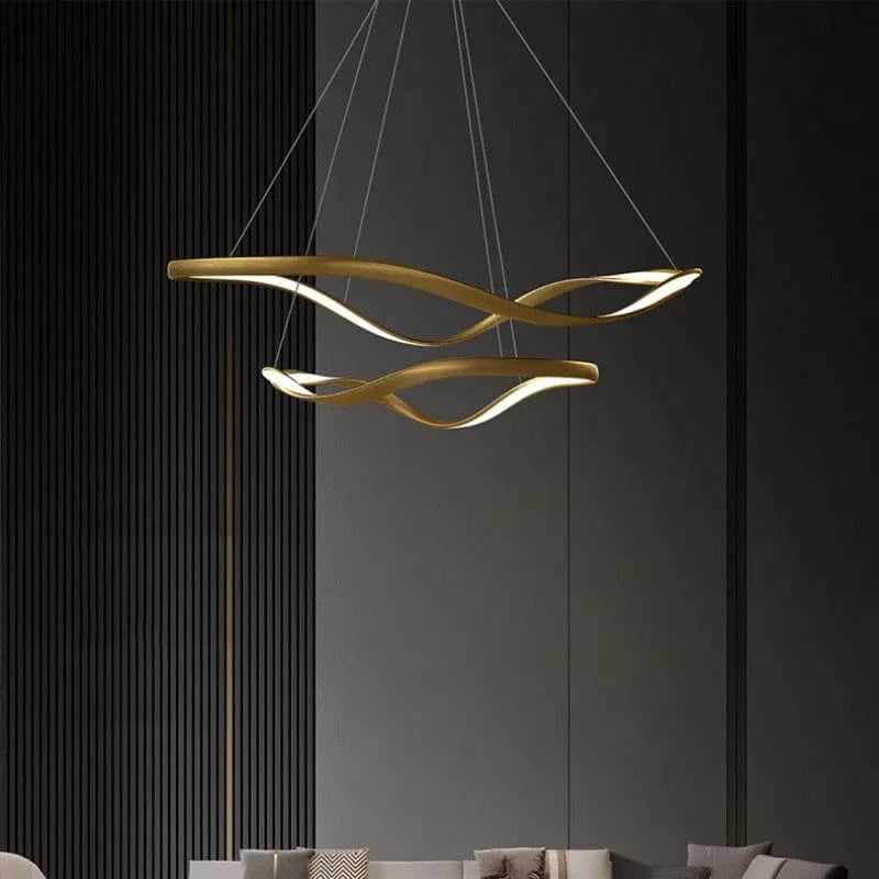 Lustre LED Moderne en Aluminium avec Cordon d'Anneau Irrégulier Ajustable | Marco Lucetti