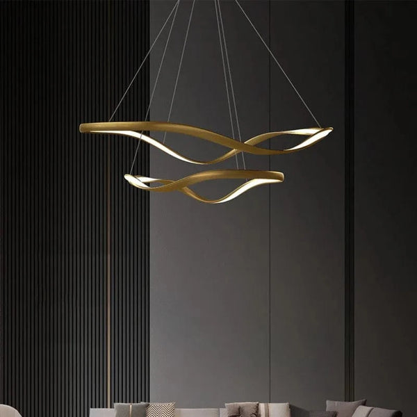 Lustre LED Moderne en Aluminium avec Cordon d'Anneau Irrégulier Ajustable | Marco Lucetti